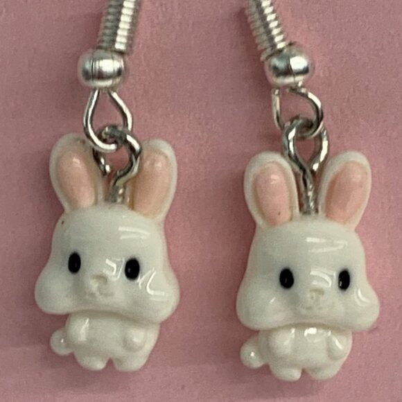 Bunny Earring, Rabbit Earring, Easter Bunny Gift, Easter Earring, Silly Earring, - Picture 1 of 6